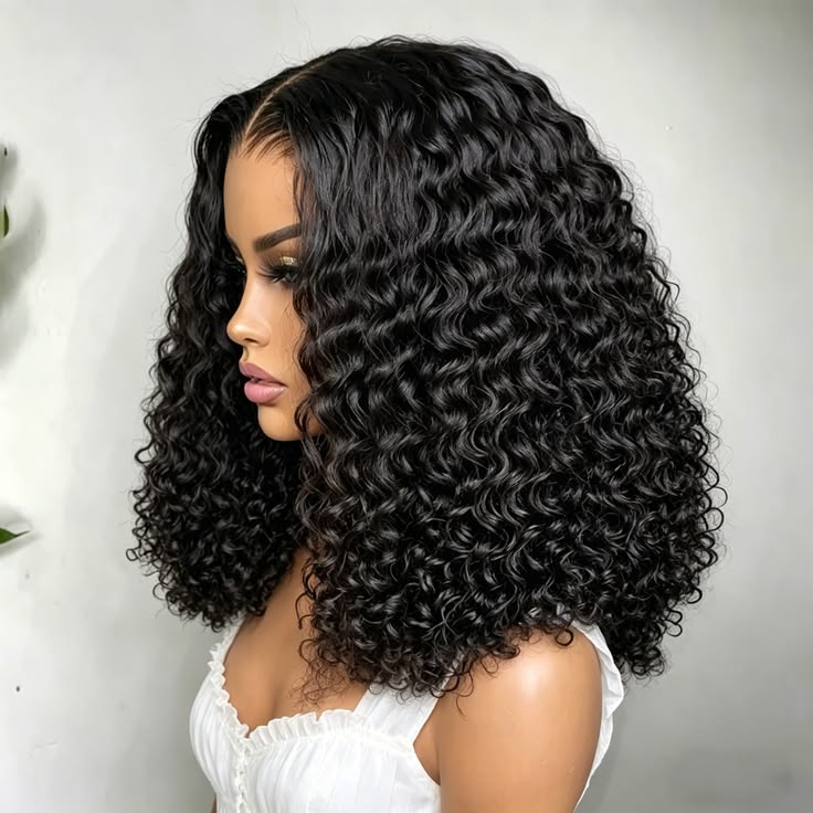 10 Inch Brazilian Deep Wave Curly Bob Wig 4x4 Glueless Lace Closure Wigs