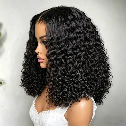 10 Inch Brazilian Deep Wave Curly Bob Wig 4x4 Glueless Lace Closure Wigs