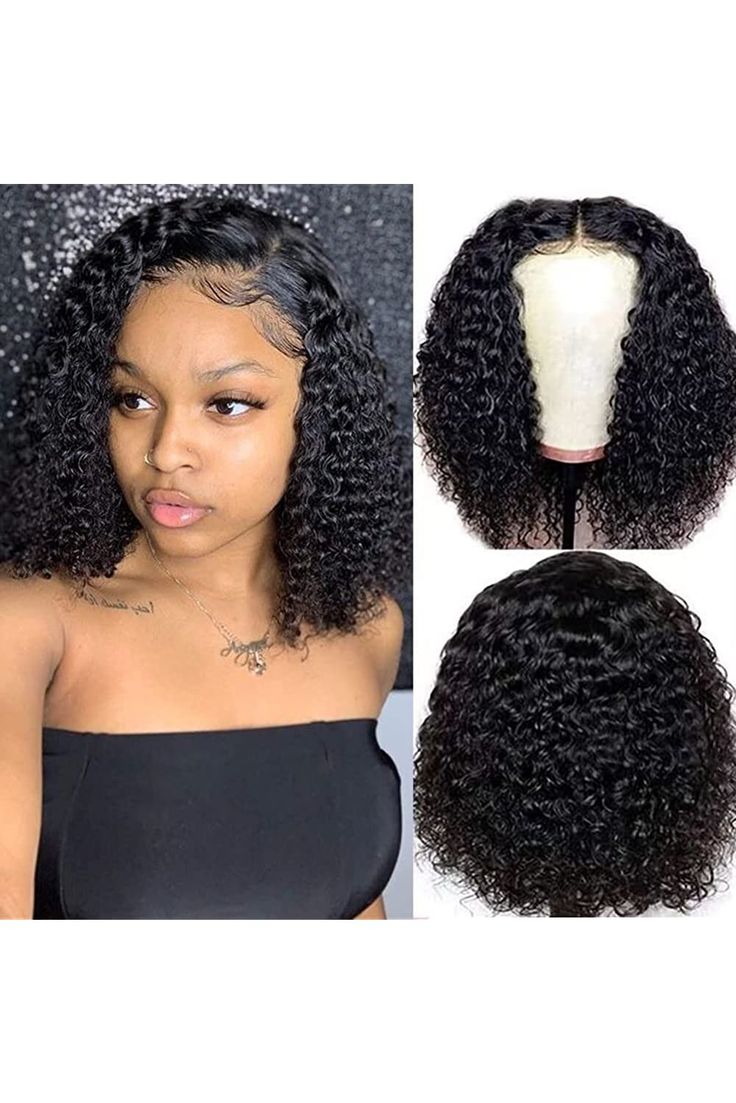 10 Inch Brazilian Deep Wave Curly Bob Wig 4x4 Glueless Lace Closure Wigs